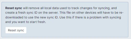 Image of Reset Sync setting